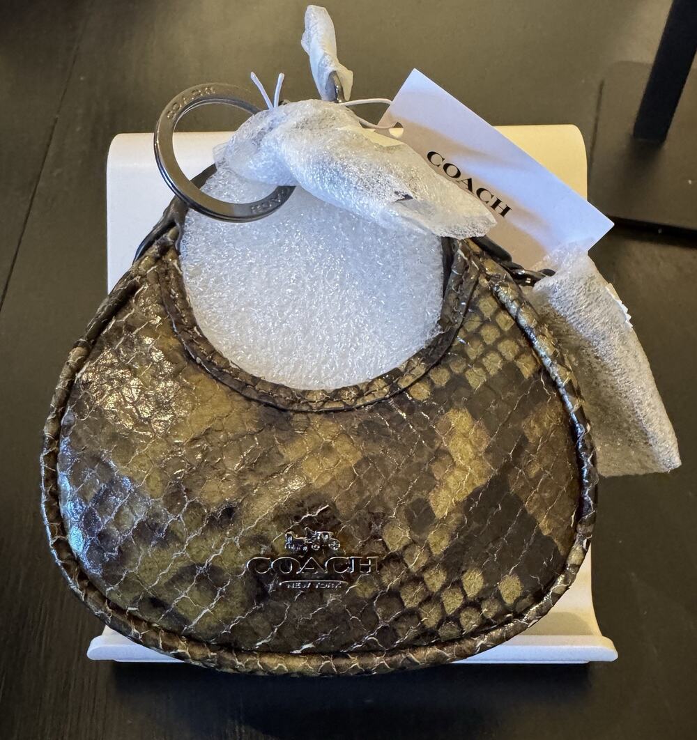NWT Coach Carmen Snakeskin Printed Leather Bag Charm